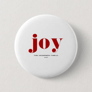 Red Joy Bold Tygraphy Modern Christmas  6 Cm Round Badge