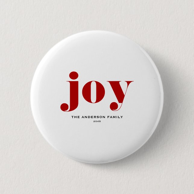 Red Joy Bold Tygraphy Modern Christmas  6 Cm Round Badge (Front)