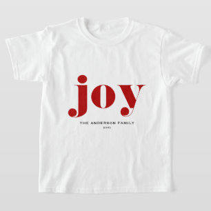 Red JOY Bold Typography Modern Christmas T-Shirt