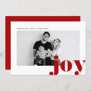 Red Joy Bold Typography Modern Photo Christmas Holiday Card
