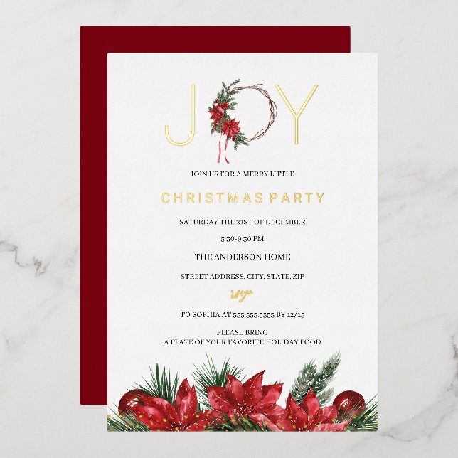 Red Joy Christmas Party Foliage Wreath  (Front/Back)