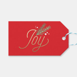 Red Joy Faux Foil Christmas Holiday Gift Tags