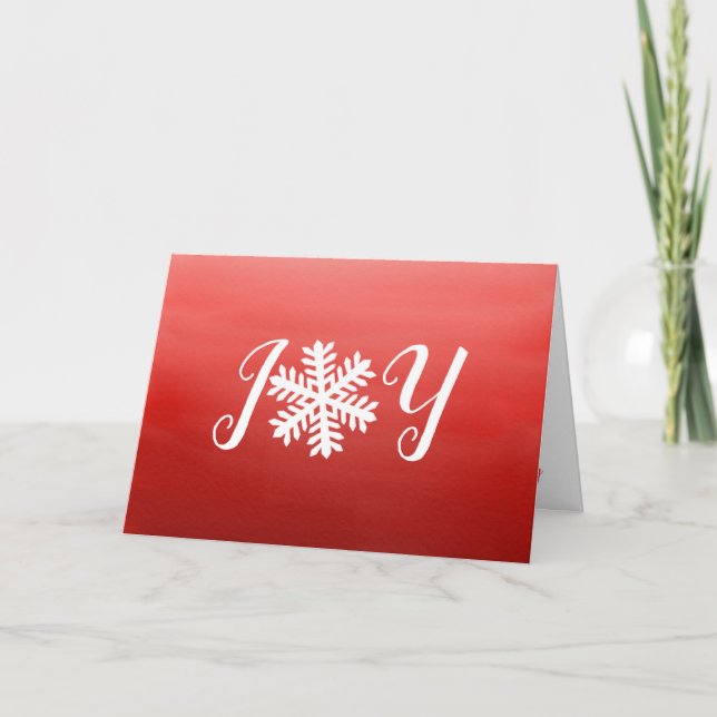 Red Joy Snowflake Holiday Card (Front)