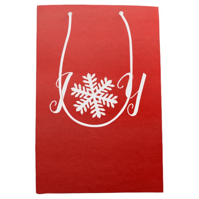Red Joy Snowflake Medium Gift Bag (Front)