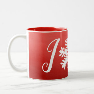 Red Joy Snowflake Two-Tone Coffee Mug