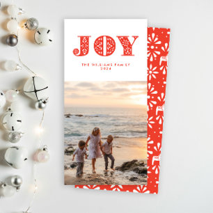 Red Joy Swedish Dala Horse Holiday Photocard