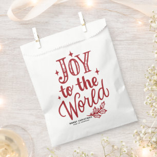 Red Joy to the World Christmas Lettering Favour Bags