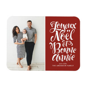 Red Joyeux Noël et Bonne Année Christmas Photo Magnet