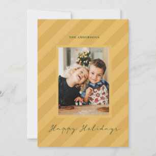 Red Joyful Modern Striped Photo Christmas cards