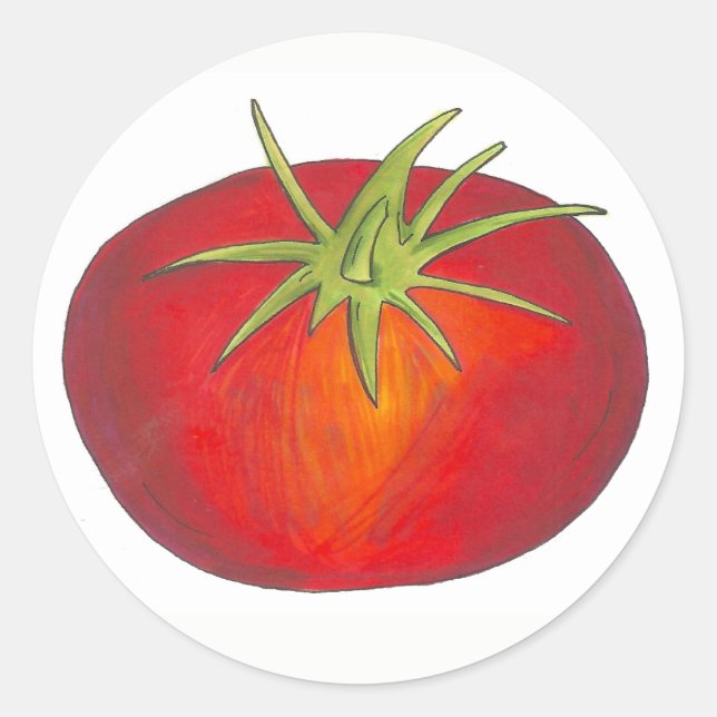 Red Juicy Ripe Tomato Italian Vegetable Garden Classic Round Sticker (Front)