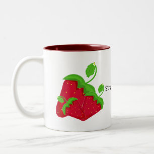 Red Juicy Strawberries Two-Tone Coffee Mug