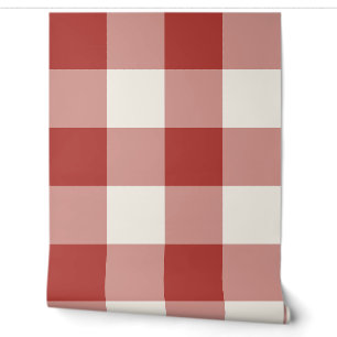Red Jumbo Gingham Check Plaid Wallpaper