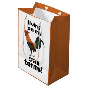 Red Junglefowl Living On My Own Terms Rooster Medium Gift Bag