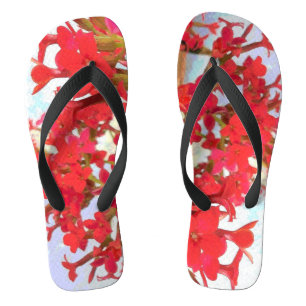 Red Kalanchoe Flowers Flip Flops