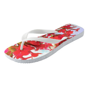 Red Kalanchoe Flowers Flip Flops