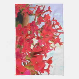 Red Kalanchoe Flowers Tea Towel