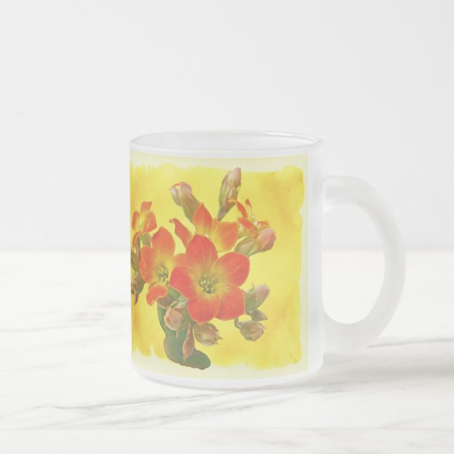 Red Kalanchoe - Succulent Sunshine Frosted Glass Coffee Mug (Right)