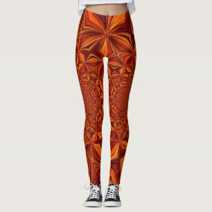 Red Kaleidoscope Digital Art Pattern-28503 Leggings