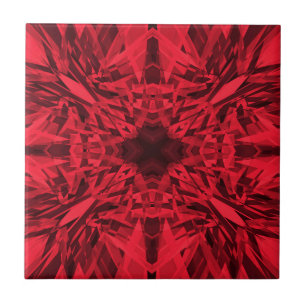 Red kaleidoscope star pattern tile