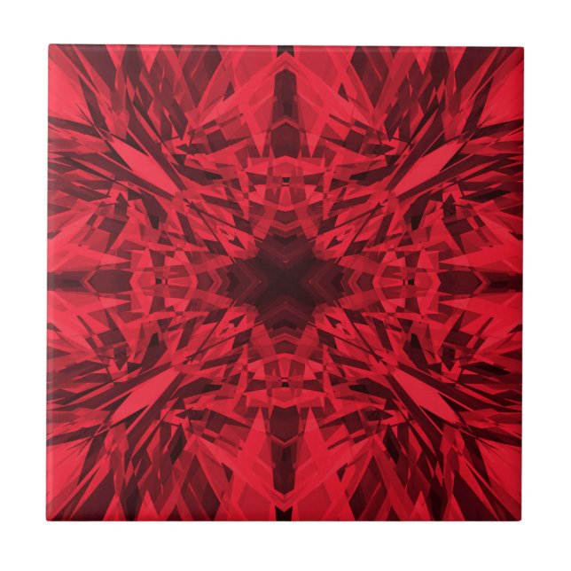 Red kaleidoscope star pattern tile (Front)