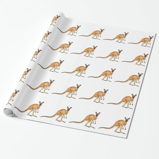 Red Kangaroo In Side View Wrapping Paper (Unrolled)