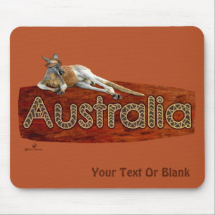 Red Kangaroo In Slouch Hat Mouse Mat