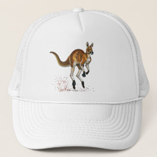 red kangaroo trucker hat