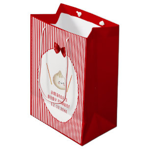 Red Kawaii Bow Asian Dumpling Girl Baby Shower Medium Gift Bag