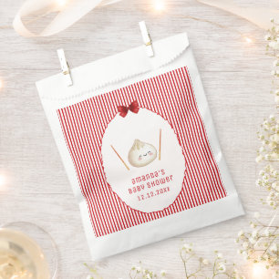 Red Kawaii Girl Bow Asian Dumpling Baby Shower Favour Bags