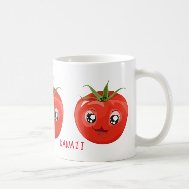 Red kawaii tomato White Mug (Right)