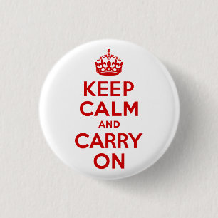 Red Keep Calm and Carry On 3 Cm Round Badge