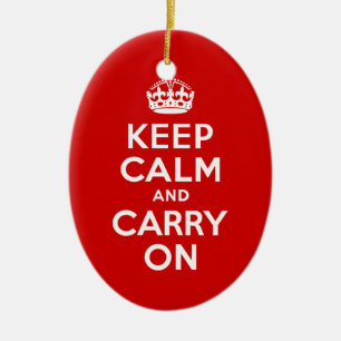 Red Keep Calm and Carry On Ceramic Tree Decoration