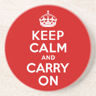 Red Keep Calm and Carry On Coaster