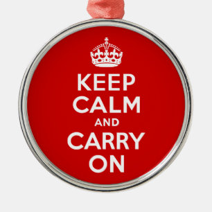 Red Keep Calm and Carry On Metal Tree Decoration