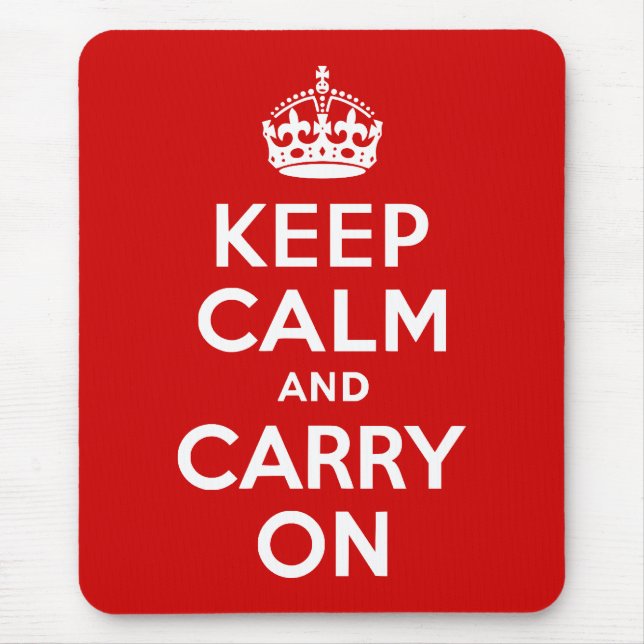 Red Keep Calm and Carry On Mouse Mat (Front)