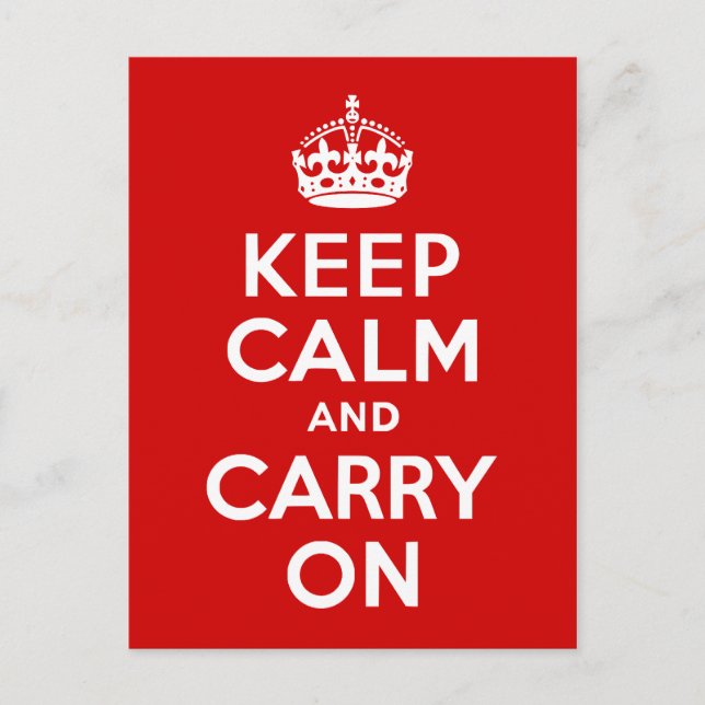 Red Keep Calm and Carry On Postcard (Front)