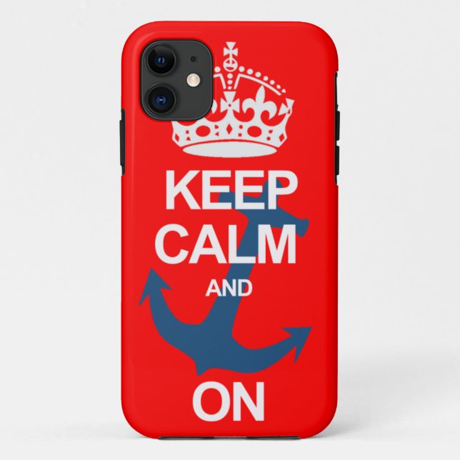 Red Keep Calm and Carry On Sailng iPhone Case (Back)