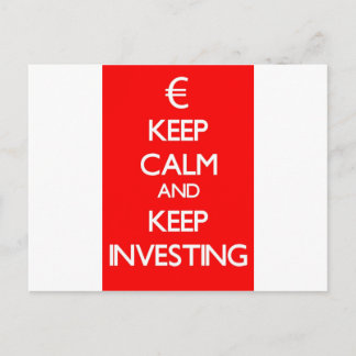 Red Keep Calm and Keep Investing Postcard