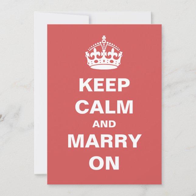 Red Keep Calm and Marry On Wedding Invitations (Front)