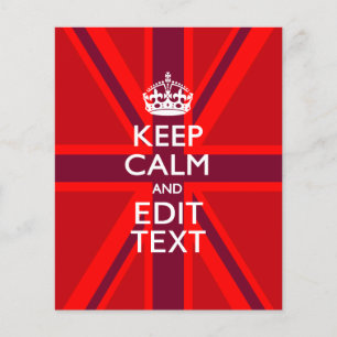 Red Keep Calm And Your Text on Union Jack Flag Flyer