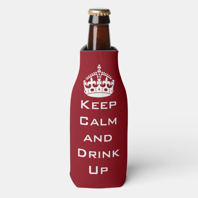 Red Keep Calm Custom Bottle Cooler (Bottle Front)
