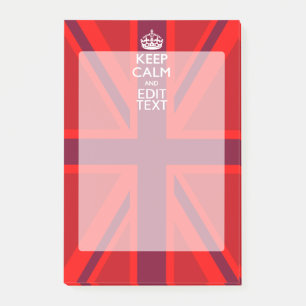 Red Keep Calm Have Your Text on Union Jack Flag Post-it Notes
