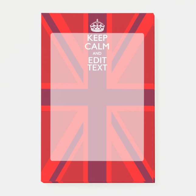 Red Keep Calm Have Your Text on Union Jack Flag Post-it Notes (Front)