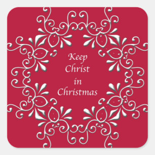 Red Keep Christ in Christmas Sticker
