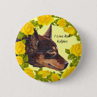 Red Kelpies and Yellow Roses 6 Cm Round Badge