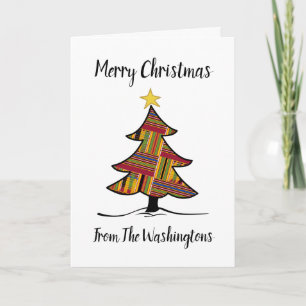 Red Kente Christmas Tree 5x7 Folding Card