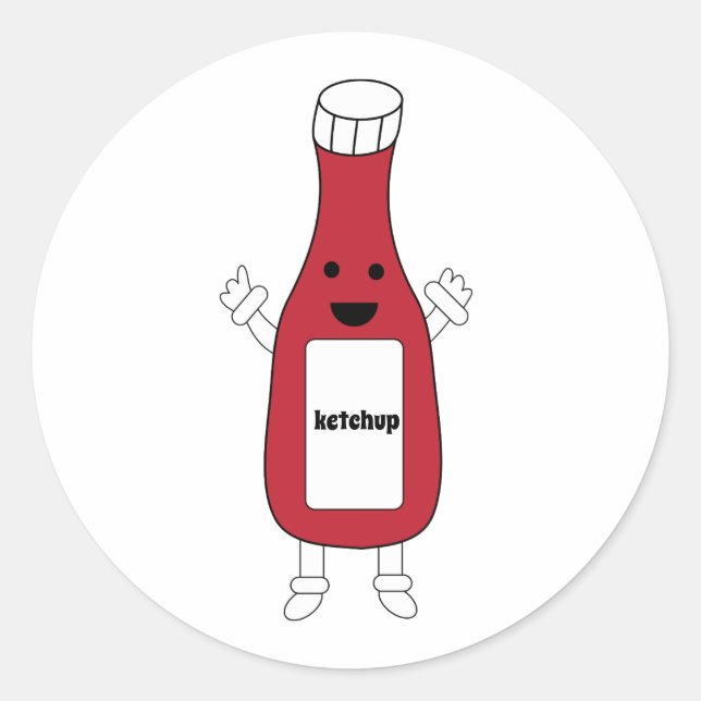 Red Ketchup Bottle Kawaii Cute Personalise Classic Round Sticker (Front)