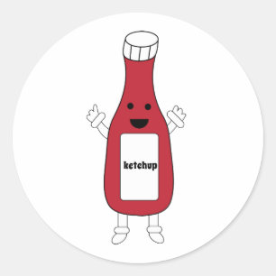 Red Ketchup Bottle Kawaii Cute Personalise Classic Round Sticker