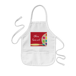 Red Kids Art Palette Artist Smock Apron