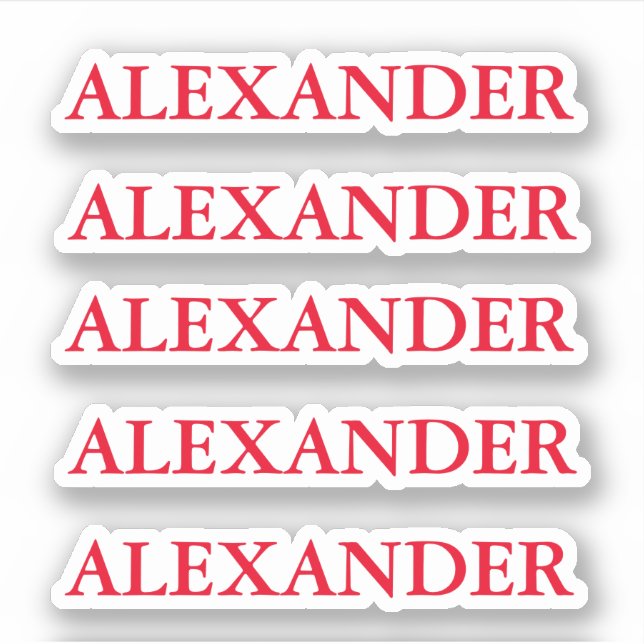 Red Kids Name Cut Out Sticker with Name Christmas (Front)